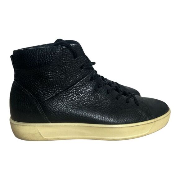 ECCO Soft 8 High Top Boots Men Size 42(US 8) Black Leather Ankle Shoes Casual